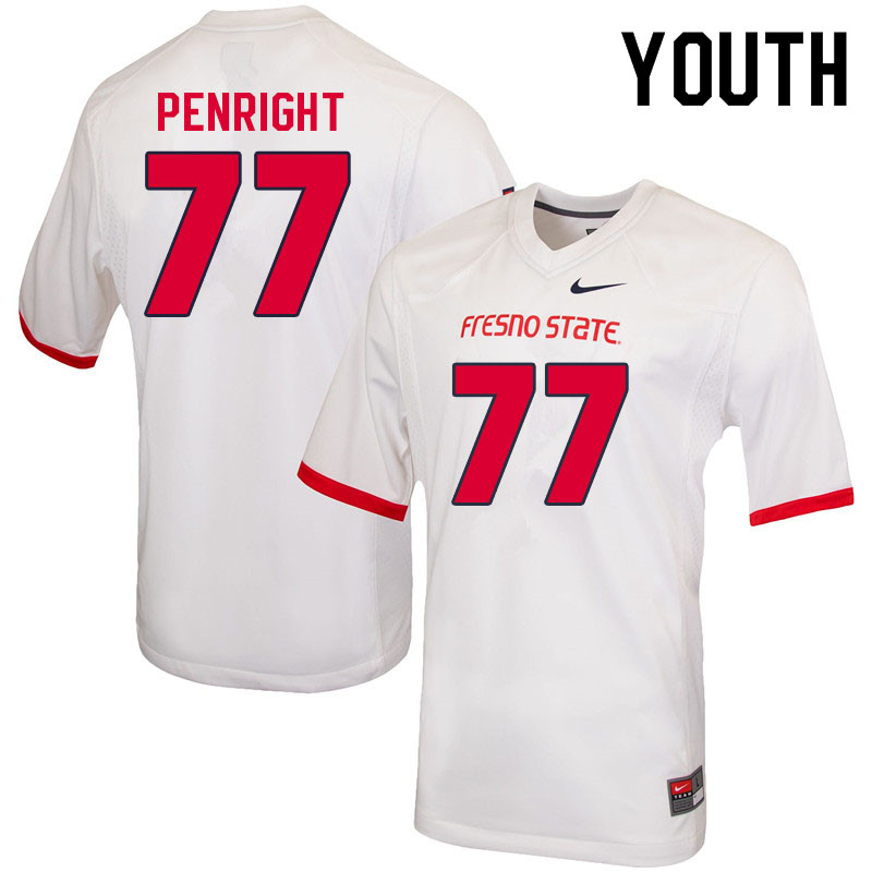 Youth #77 Toreon Penright Fresno State Bulldogs College Football Jerseys Sale-White